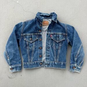 Vintage 60s levi’s Big E Type 3 Denim Jean Trucker Jacket Kids 7?